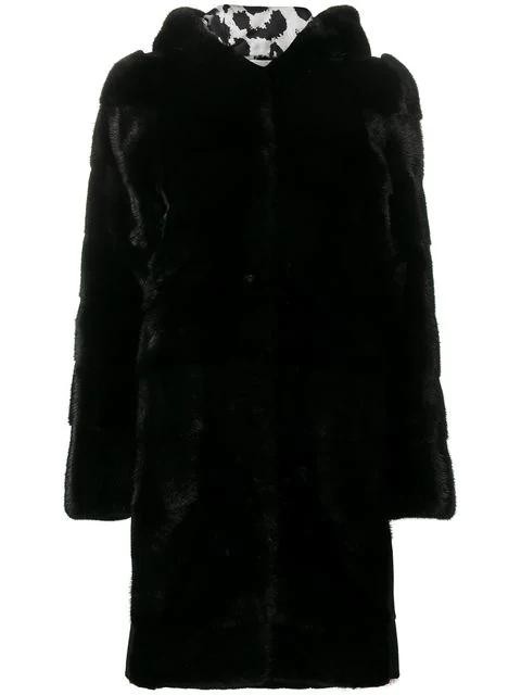 Replica Philipp Plein Fur Hooded Coat Women 02 Black Clothing ...
