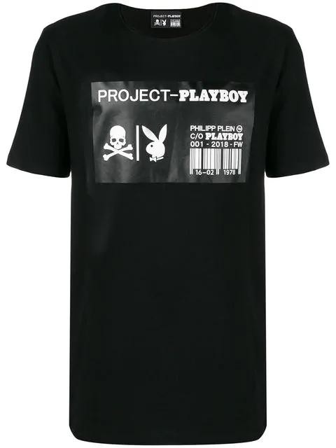 T-shirt Philipp Plein X Playboy Skategirl - Blanc Avec Imprimé Logo Et Cristaux, Taille Slim, Neuf Avec étiquettes, édition Limitée !