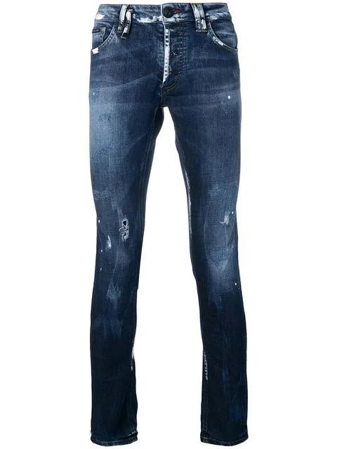 Replica Philipp Plein Paint Detail Skinny Jeans Men 085a 5am Flex ...