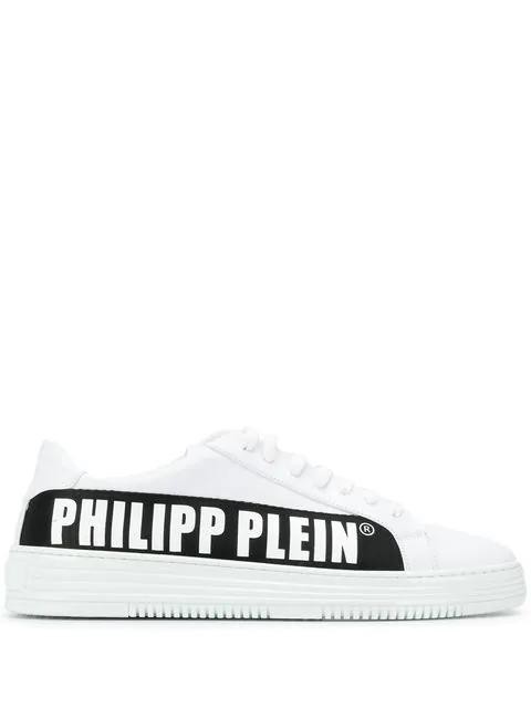 Replica Philipp Plein Logo Band Sneakers Men 01 White Shoes Low-tops ...