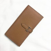 Hermes calf leather Wallet H005 light coffee
