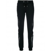 Philipp Plein Lace Insert Trousers Women 02 Black Clothing Slim-fit 100% Top Quality