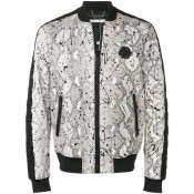 Philipp Plein Logo Trim Bomber Jacket Men 06 Beige Clothing Jackets Wide Varieties