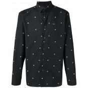 Philipp Plein Skull And Crossbones Shirt Men 0201 Black / White Clothing Shirts Official Authorized Store