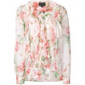 Philipp Plein Floral Ruffled Blouse Women 01 White Clothing Blouses Innovative Design