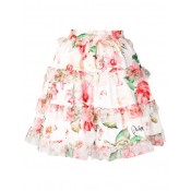 Philipp Plein Ruffled Floral Skirt Women 01 White Clothing Fitted Skirts Wholesale Online Usa