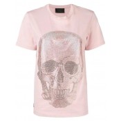 Philipp Plein Crystal Embellished Skull T-shirt Women 03 Rose / Pink Clothing T-shirts & Jerseys