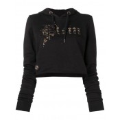 Philipp Plein Gothic Plein Hoodie Women 02 Black Activewear Performance Sweatshirts & Hoodies Premier Fashion Designer