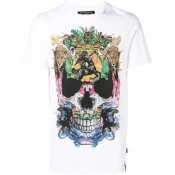 Philipp Plein Studded Abstract Skull T-shirt Men 01 White Clothing T-shirts