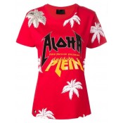 Philipp Plein Aloha Embroidered T-shirt Women 13 Red Clothing T-shirts & Jerseys Unbeatable Offers