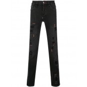 Philipp Plein Destroyed Super Straight-cut Jeans Men 02dj Damaged Justice Clothing Regular & Straight-leg