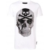 Philipp Plein Rhinestone-embellished Skull T-shirt Men 01 White Clothing T-shirts