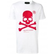 Philipp Plein Embellished Skull Print T-shirt Men 0113 White/red Clothing T-shirts