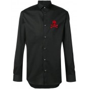 Philipp Plein Original Platinum-cut Shirt Men 0213 Black / Red Clothing Shirts Cheap Prices