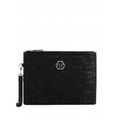 Philipp Plein Logo Print Clutch Bag Men 02 Black Bags 100% High Quality