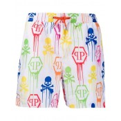 Philipp Plein Printed Swim Shorts Men 01 White Clothing 100% High Quality