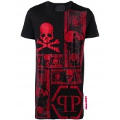 Philipp Plein Embellished Dollar T-shirt Men 0213 Black / Red Clothing T-shirts Sale Retailer