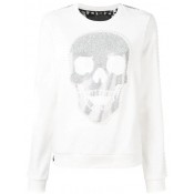 Philipp Plein Embellished Skull Sweatshirt Women 01 White Clothing Sweatshirts Ever-popular