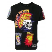 Philipp Plein Pizza Print T-shirt Men 02 Black Clothing T-shirts Wide Range