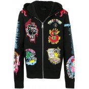 Philipp Plein Pizza Boys Zipped Hoodie Men 02 Black Clothing Hoodies Luxury Fashion Brands