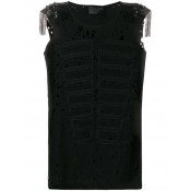 Philipp Plein Embellished Shoulder Vest Women Black Clothing Vests & Tank Tops Excellent Quality