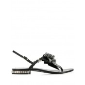 Philipp Plein Bow Detail Flat Sandals Women Black White Shoes Online Store