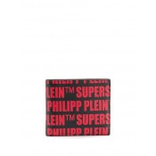 Philipp Plein French Bi-fold Wallet Men 0213 Black / Red Accessories Wallets & Cardholders Official