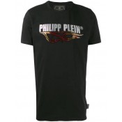 Philipp Plein Flame Crystal-embellished T-shirt Men 02 Black Clothing T-shirts