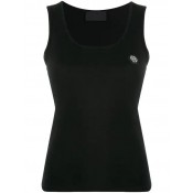 Philipp Plein Logo Tank Top Women 02 Black Clothing Vests & Tops Clearance Sale