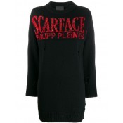 Philipp Plein 'scarface' Crystal Embellished Pullover Women 02 Black Clothing Jumpers