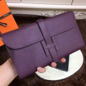 Hermes Jige Wallet Togo Leather Purple