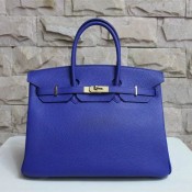 Hermes Birkin 35cm Togo leather Handbag electric blue gold