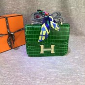 Hermes Constance 23cm Croco Leather Green