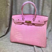 Hermes Birkin 35cm Handbag Crocodile Leather Pink Gold