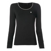 Philipp Plein Long Sleeve T-shirt With Metallic Detailed Neck Women 02 Black Clothing Knitted Tops