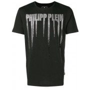 Philipp Plein Draped Logo Print T-shirt Men 02 Black Clothing T-shirts Outlet Online