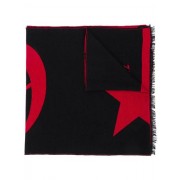 Philipp Plein Intarsia Logo Scarf Men 0213 Black / Red Accessories Scarves Delicate Colors