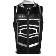 Philipp Plein Metallic Logo Gillet Jacket Men 0270 Black/silver Clothing Waistcoats & Gilets In Stock