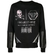 Philipp Plein Ls Xyz Logos Sweatshirt Men 0270 Black/silver Clothing Sweatshirts Wholesale
