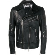 Philipp Plein Zipped Biker Jacket Men 02 Black Clothing Jackets Outlet Boutique