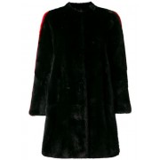 Philipp Plein Side Stripe Detail Fur Coat Women 02 Black Clothing & Shearling Coats Affordable Price