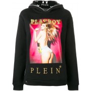 Philipp Plein X Playboy Crystal Logo Printed Hoodie Women 02 Black Clothing Hoodies