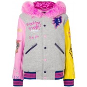 Philipp Plein Embroidered Varsity Jacket Women 1033 Grey/fuxia Clothing Bomber Jackets Cheapest Price