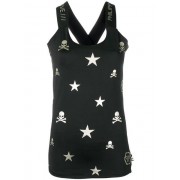 Philipp Plein Fitted Signature Symbols Vest Women 0216 Black / Gold Clothing Vests & Tank Tops Quality Design