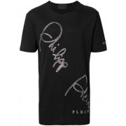 Philipp Plein Crystal-embellished T-shirt Men 0270 Black/silver Clothing T-shirts 100% Quality Guarantee