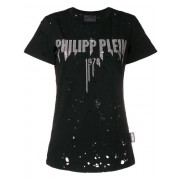 Philipp Plein Rhinestone Logo T-shirt Women 02 Black Clothing T-shirts & Jerseys Wide Range