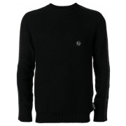Philipp Plein Logo Fitted Sweater Men 2 Black Clothing Jumpers Official Supplier