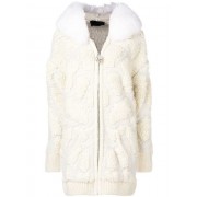 Philipp Plein Trimmed Collar Knitted Jacket Women White Clothing Cardigans Vast Selection