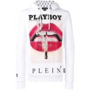 Philipp Plein X Playboy Printed Crystal Hoodie Men 01 White Clothing Hoodies