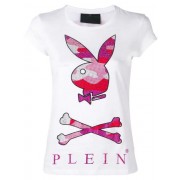 Philipp Plein X Playboy Camouflage Bunny T-shirt Women 01 White Clothing T-shirts & Jerseys